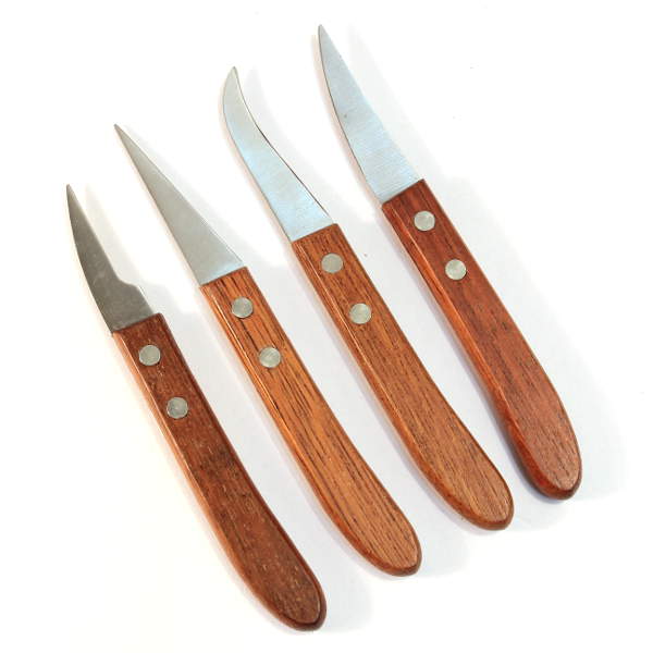 RAYCRAFT WORLD Wooden Handle Steak Knives Set, 4-Piece, Classic Kitchen Cutlery with Riveted Design, Carving/Paring Multipurpose Knife Set Wooden Handle